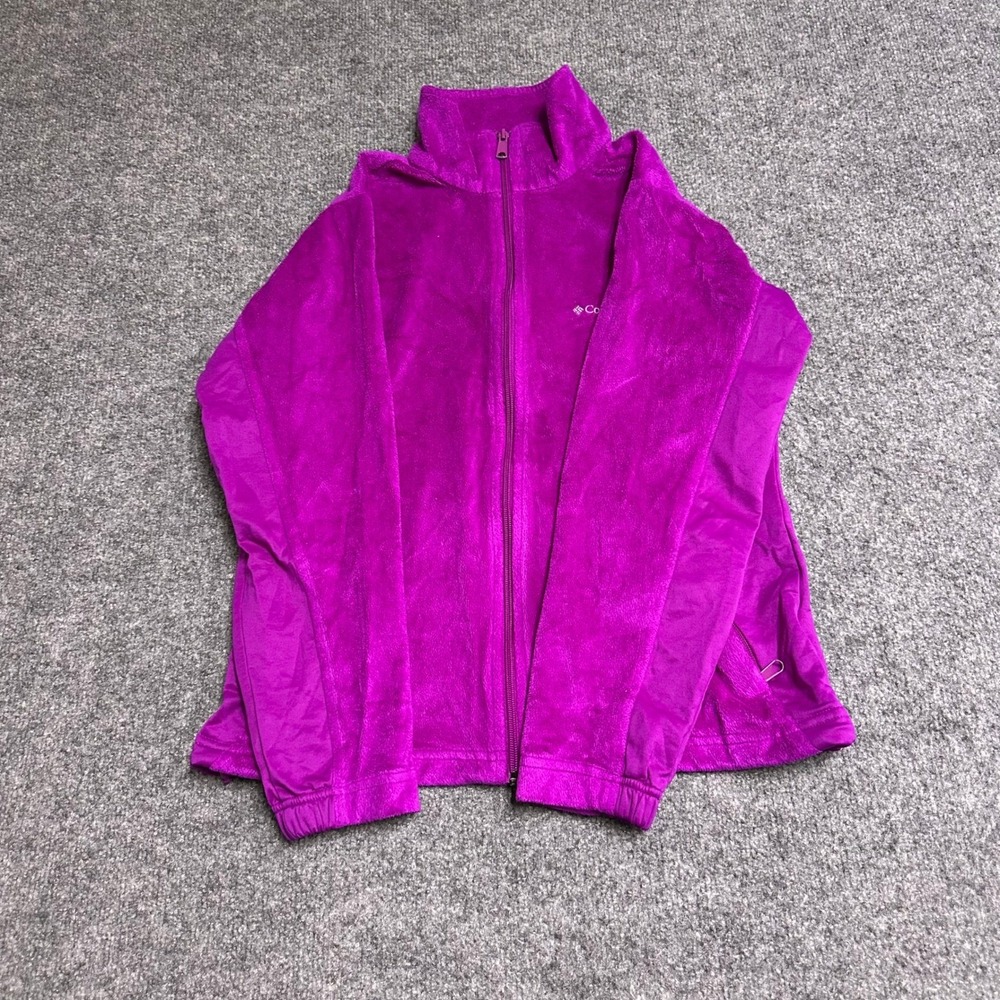 Columbia Fleece Jacket Womens Size S Purple Omni-Heat Thermal Full Zip Mock Neck